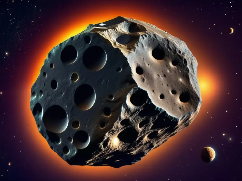 A stunning photorealistic image of asteroid 2010 TK7, showcasing its intricate surface textures and features in our solar system