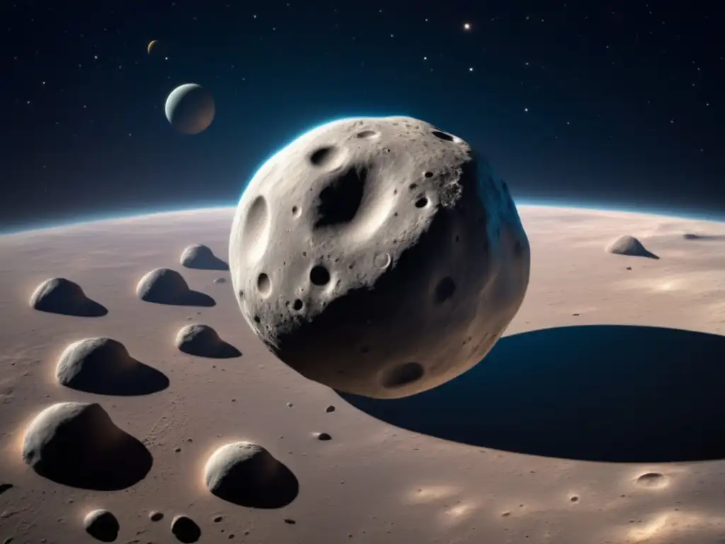 A stunning photorealistic image of 433 Eros, the first discovered nearearth asteroid, floats in space with meticulous detail of its rocky surface
