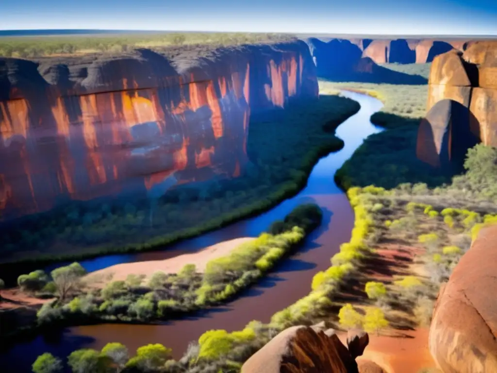 An impact site in outback Australia, captured through photorealistic lens, shows asteroid creatures in Aboriginal rock art