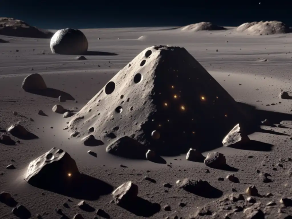 Dashline: The photorealistic, 8000x6000 image captures a closeup of an asteroid, revealing intricate details of its surface texture and craters