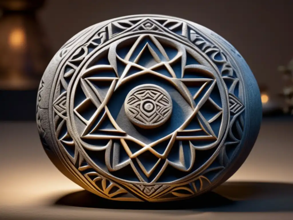 A stunning Ainu stone carving depicts a starstone, with a photorealistic texture capturing its unique texture and hue