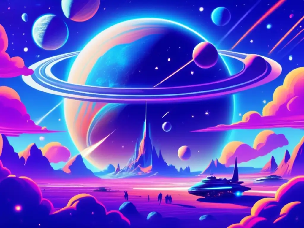Alien Invasions: Planet with Moon Orbit Under Attack Planet with bright moons, inviting yet foreboding scene of alien invasion, massive spaceship with visible weapons, slowed movement, warm light