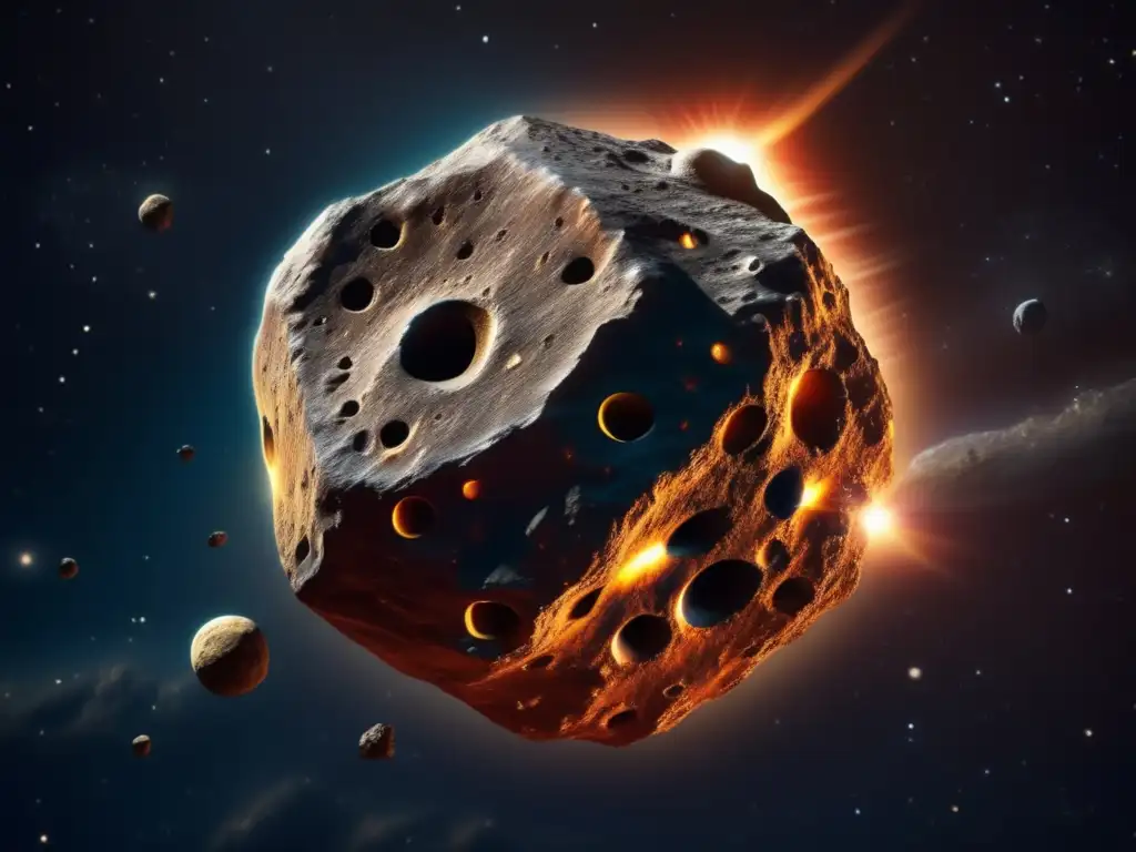 Stunning Photorealistic Image of Ancient Asteroid in Art An impressive photorealistic depiction of an ancient asteroid as it swirls through space