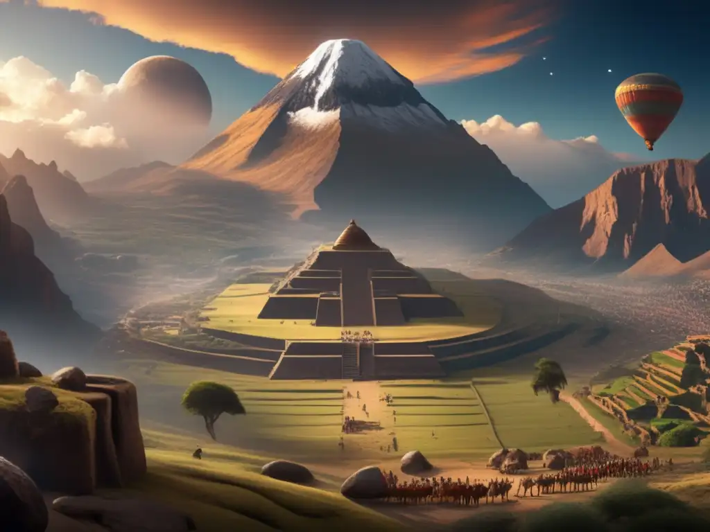 A breathtaking 8k image captures the grandeur of ancient Andean civilization
