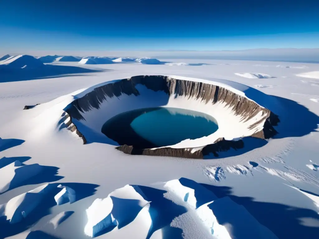 A frozen tundra stretches for miles, blanketed in snow, before the impact of a massive asteroid shatters the peace
