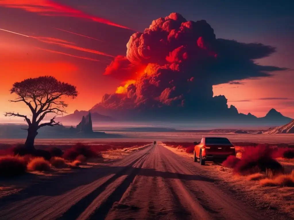 In this haunting image, a once-colorful world is reduced to ruins