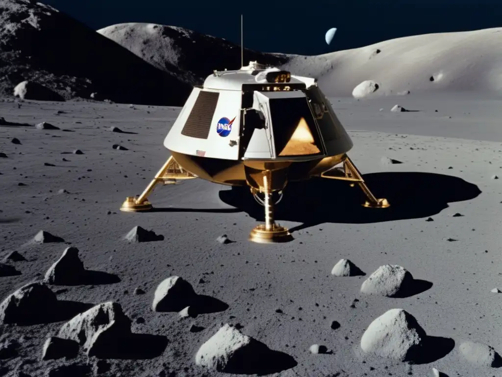 NASA's Apollo Command Module Eagle descends upon Asteroid Euryalus' dense fields, its crew in great awe of the mesmerizing landscape