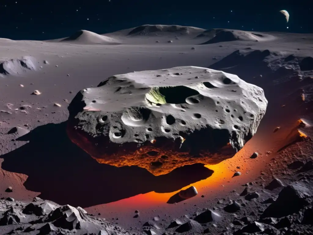 Ascanius, a celestial gem nestled in the cosmic abyss, emerges with intricate surface textures and captivating rock formations