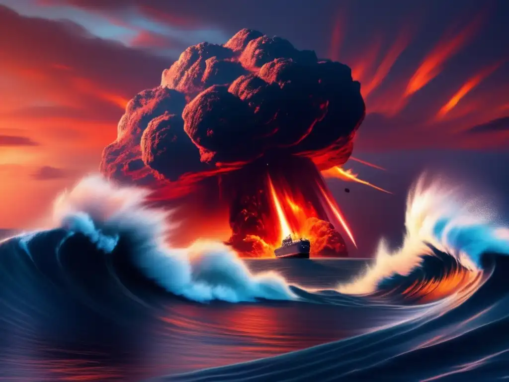 A breathtaking look at an asteroid's trajectory as it plows through the ocean, bringing chaos in its wake