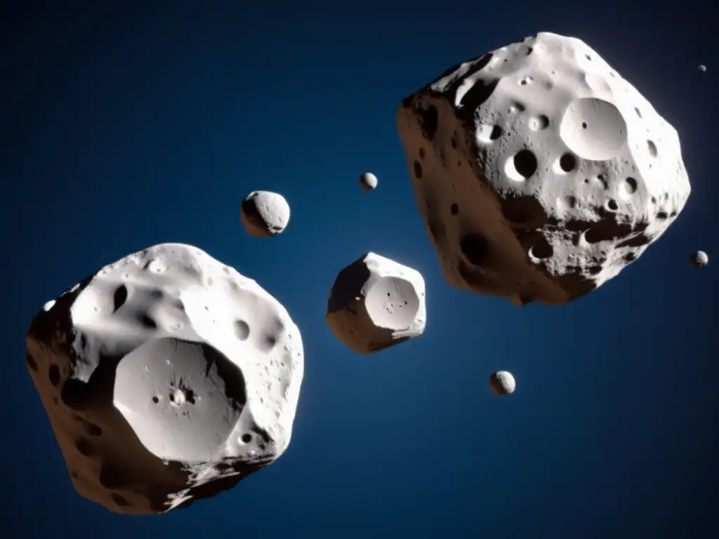 Asteroid 2004 MN4, photorealistically depicted from multiple angles, escorts Earth on its path
