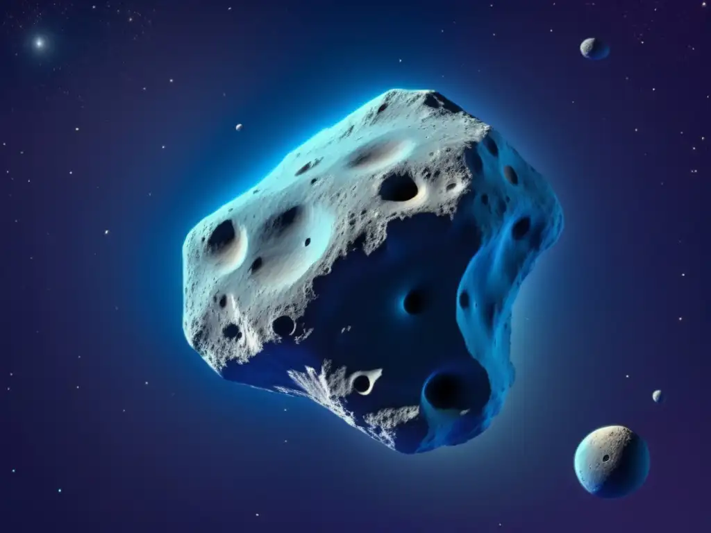 An awe-inspiring image of Angelina, a highly detailed asteroid floating in the vast expanse of space
