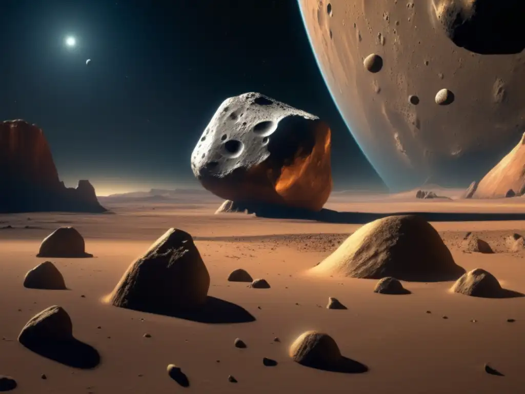 A breathtaking close-up of the asteroid, Angelina, masterfully rendered in photorealistic artistry