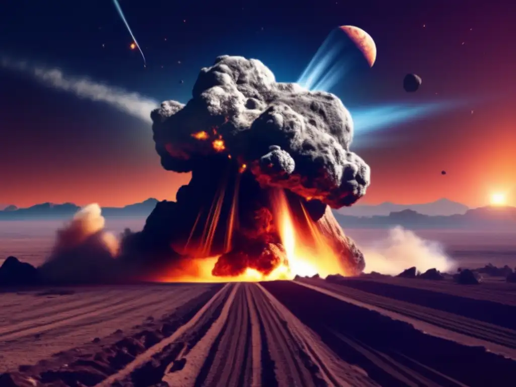 Asteroid Impact: Earth's Fate in Peril A massive asteroid hurtles towards Earth, its jagged edges visible in this highly detailed and impactful image
