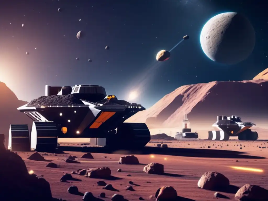 An expansive asteroid belt, teeming with space-based machinery, stretches out before us