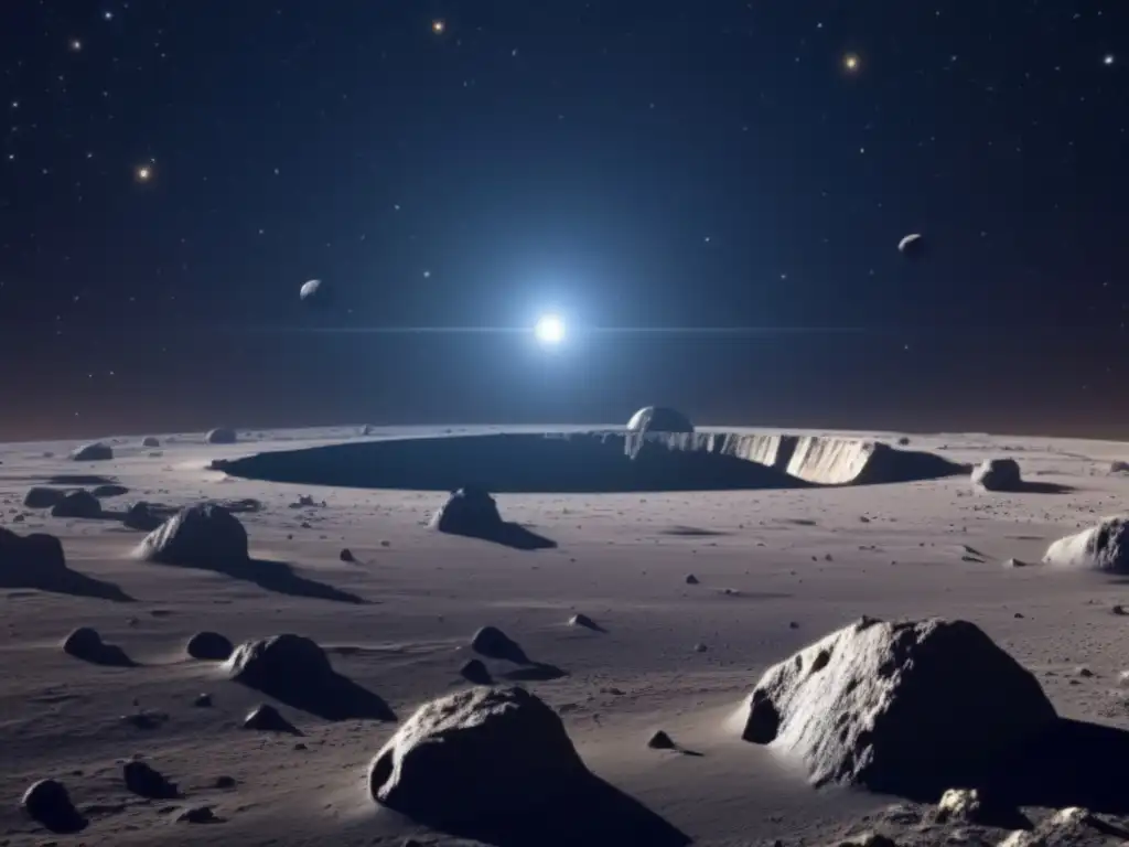 A stunning image of an asteroid belt, with Mnemosyne, the mother of memory, at its center, floating in the vastness of space -