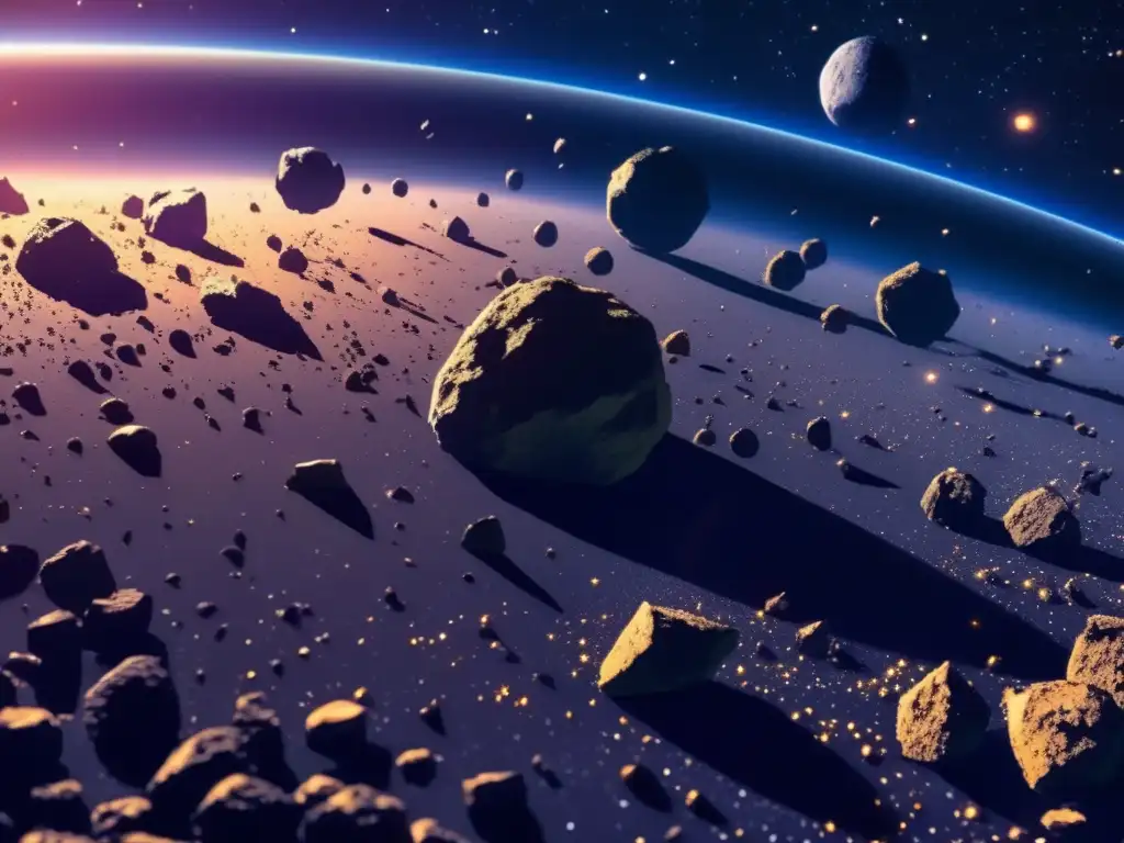 Detailed Photorealistic Image of Cowboy Bebop's Asteroid Belt A stunning photorealistic depiction of the asteroid belt from 'Cowboy Bebop' captures the vastness and beauty of the universe