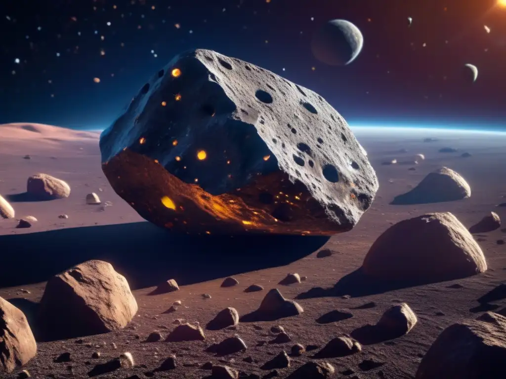 A stunning closeup of an asteroid rock face, captured with incredible detail thanks to the intricate patterns and vibrant colors of its surface