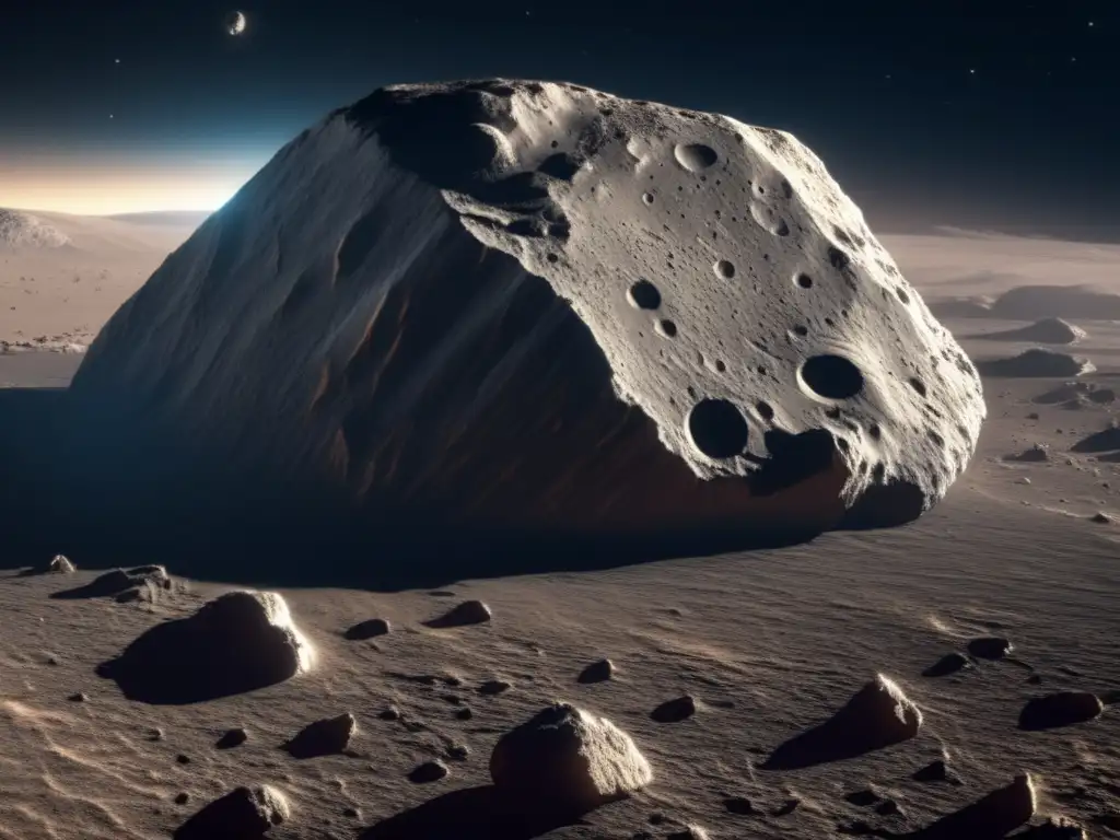 Capture the essence of the cosmos with this closeup view of an asteroid, revealing its dusty surface, rough texture, and jagged edges