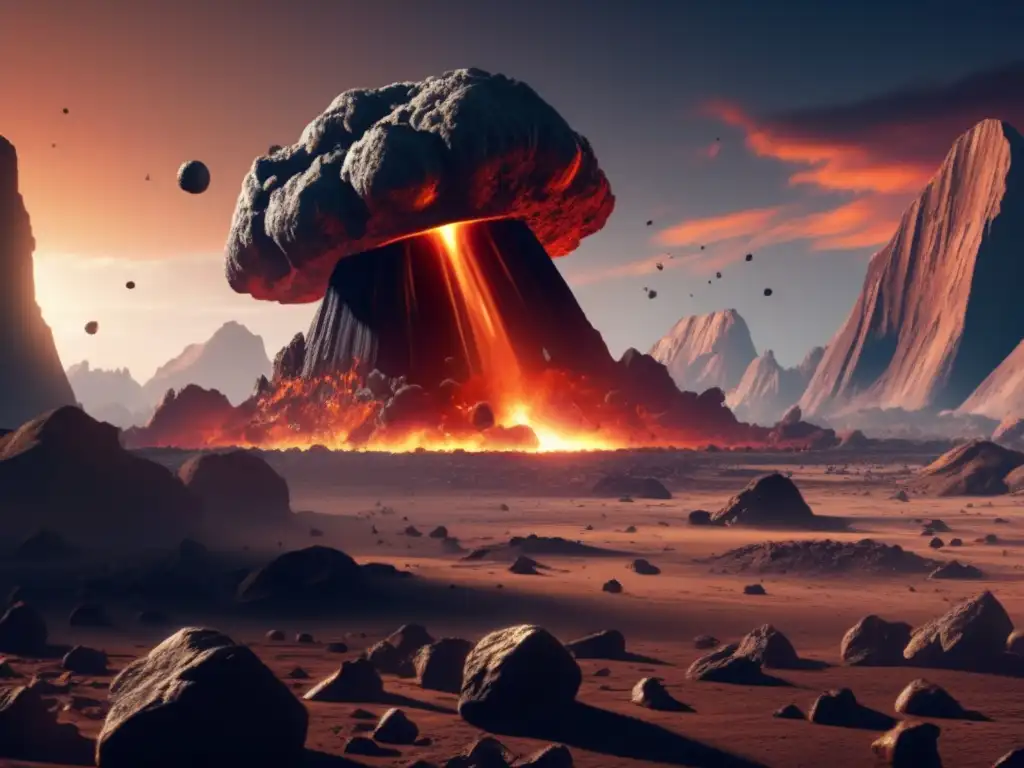 Asteroid Impact: Earth's Last Stand A photorealistic depiction of an asteroid smashing into Earth, showing the intricate rocky surface and jagged edges