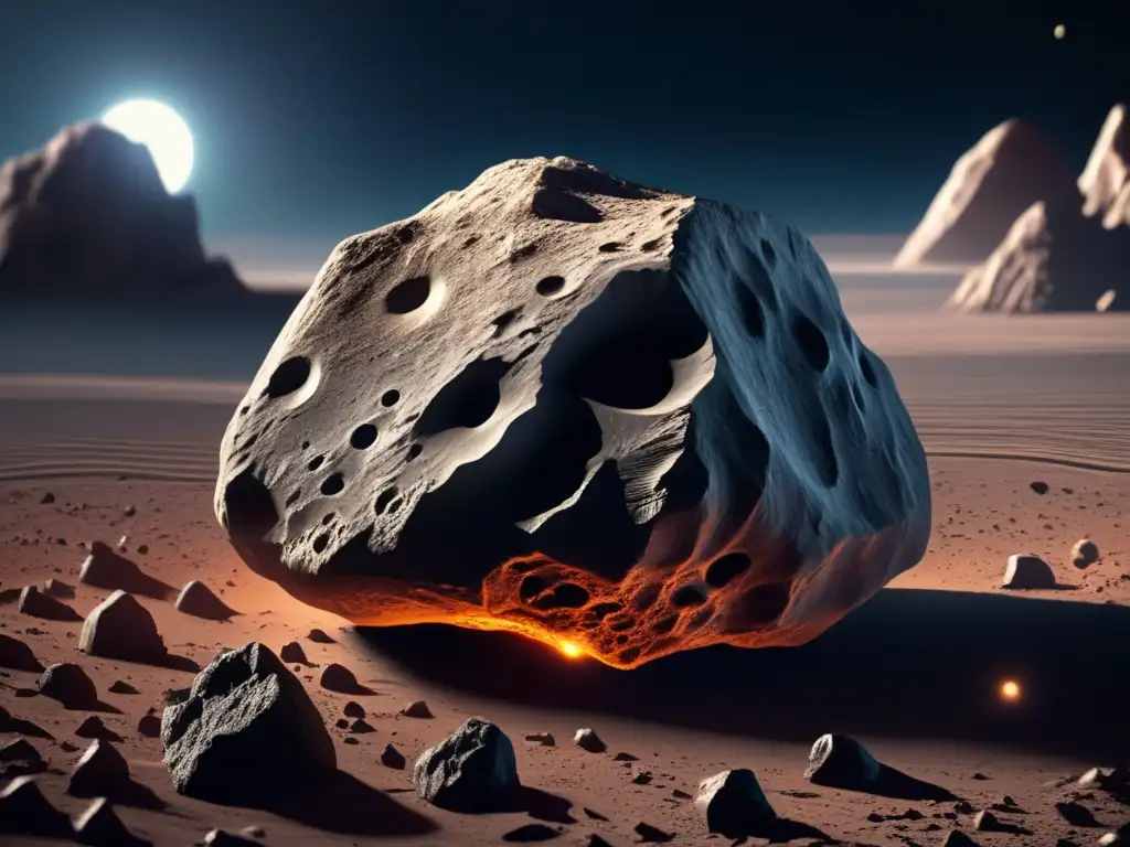 A breathtaking, highly detailed image of a jagged asteroid composition