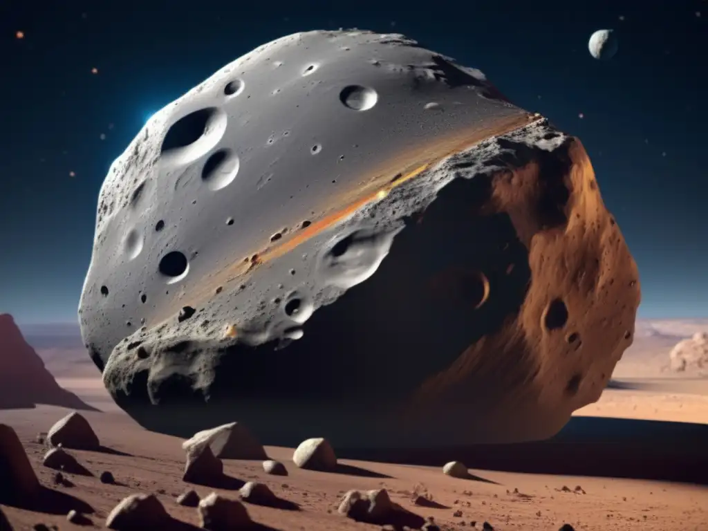 Dash-A photorealistic 3D rendering of an asteroid's surface, revealing its complex composition layers