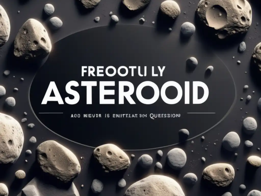 An intricate photorealistic depiction of a colossal asteroid, adorned with captivating craters and rocks against a black void backdrop