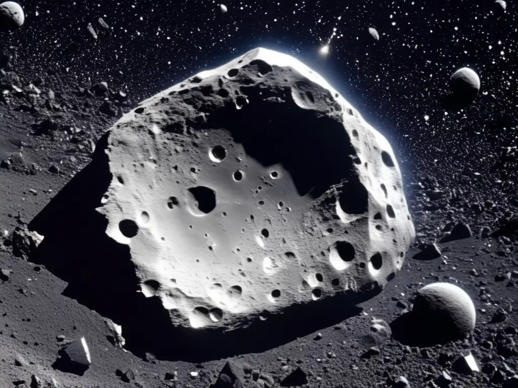 Dash - A striking image of asteroid debris: ejecta and impactites scatter around the impact site, with shattered asteroid in background