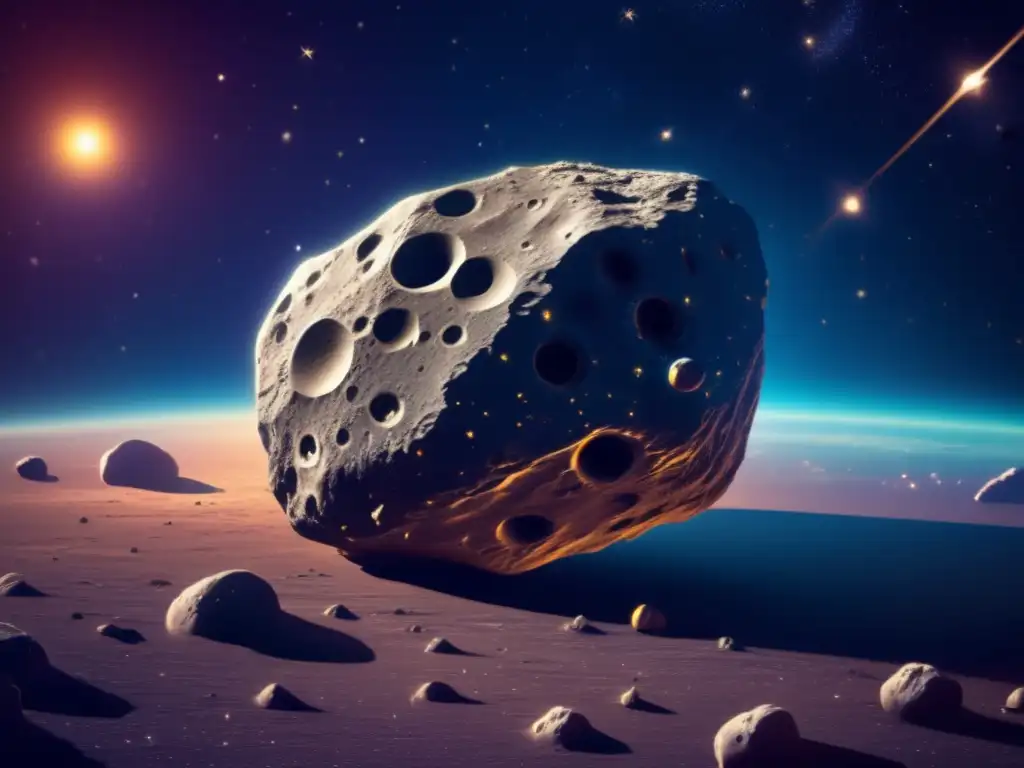 Captivating closeup of an asteroid, with intricate details and textures on its surface