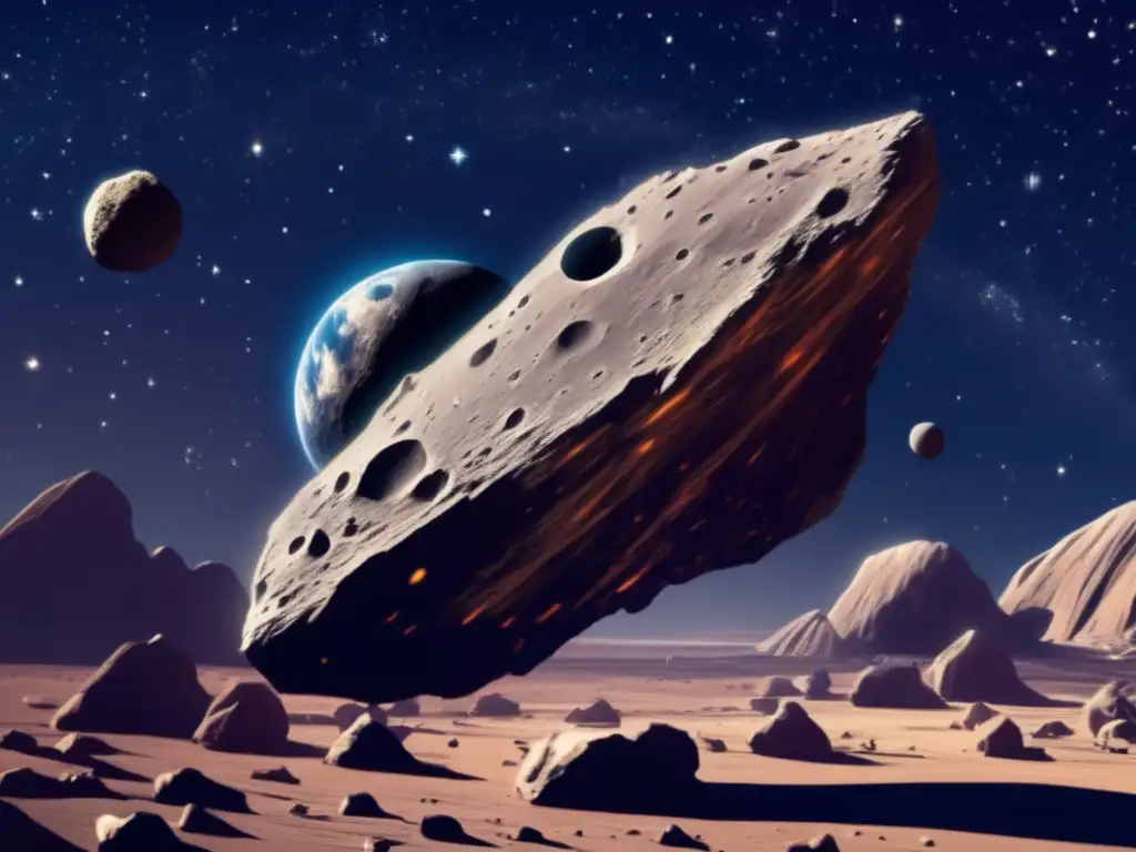 Asteroid hovering in the infinite black canvas of space - an irregular, jagged titan admired from every angle