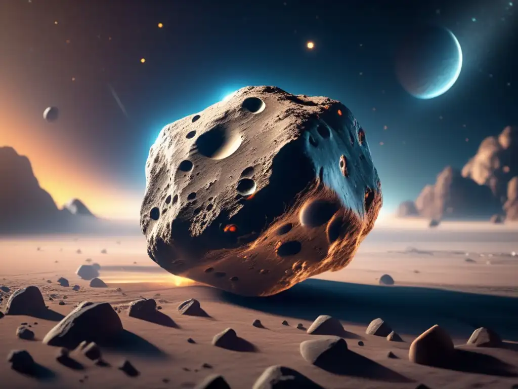 Marvel at the stunning photorealism of this breathtaking asteroid image, revealing its intricate details and captivating the viewer