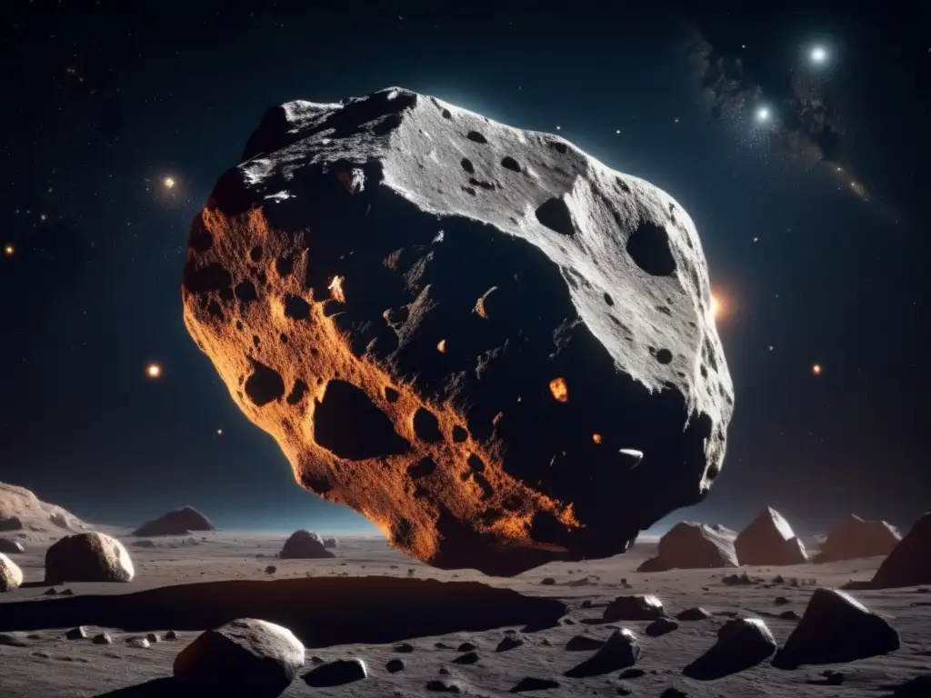 Closeup of an asteroid, intricately detailed, textured, and shaded