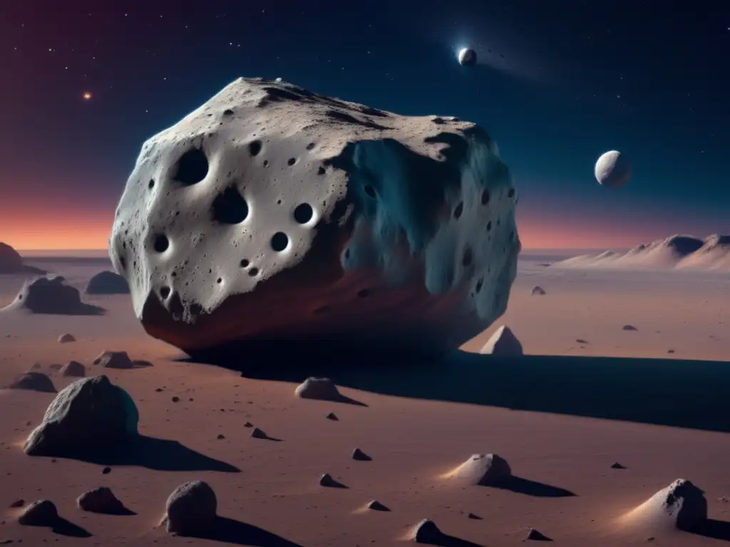 A stunning 3D closeup of Asteroid Euphorbus, showcasing its rugged surface etched with deep craters