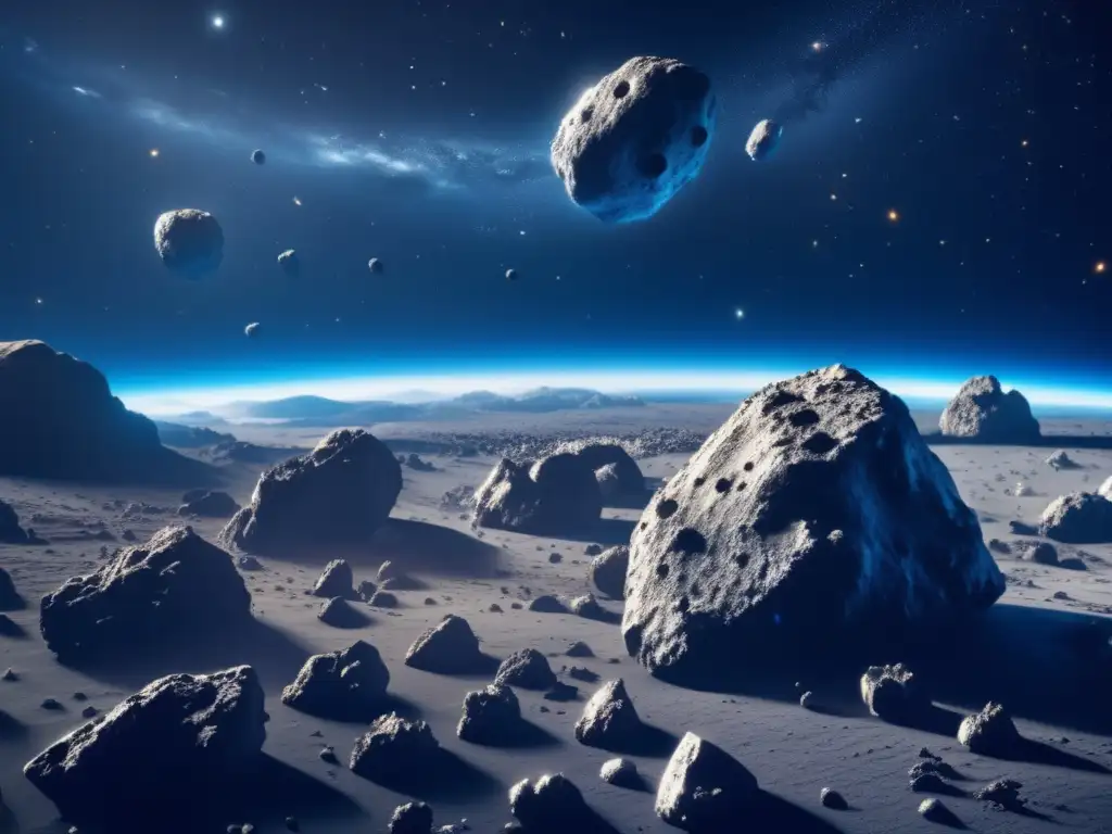 Dashing through the deep, an asteroid field twinkles with electrifying intensity on a backdrop of exploding blue and black hues