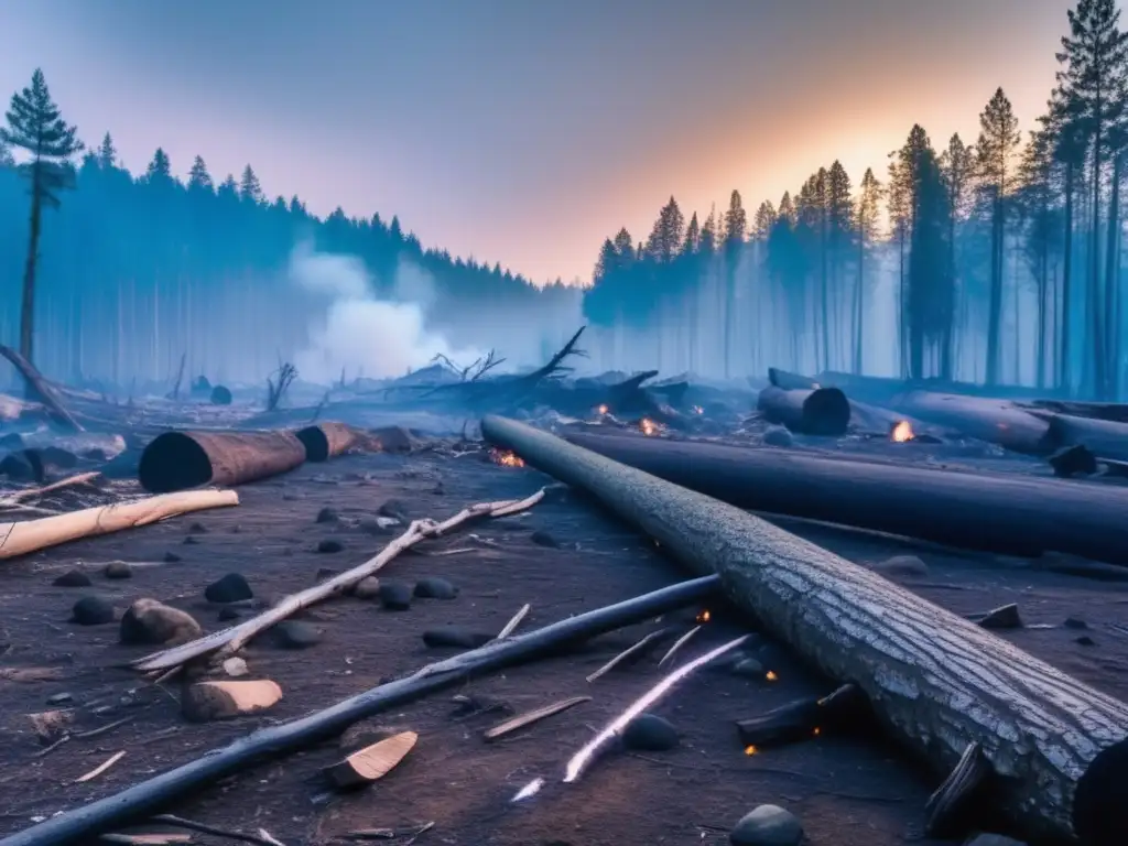 A stunning photograph of a dense forest struck by an asteroid, showcasing the devastation left in its wake