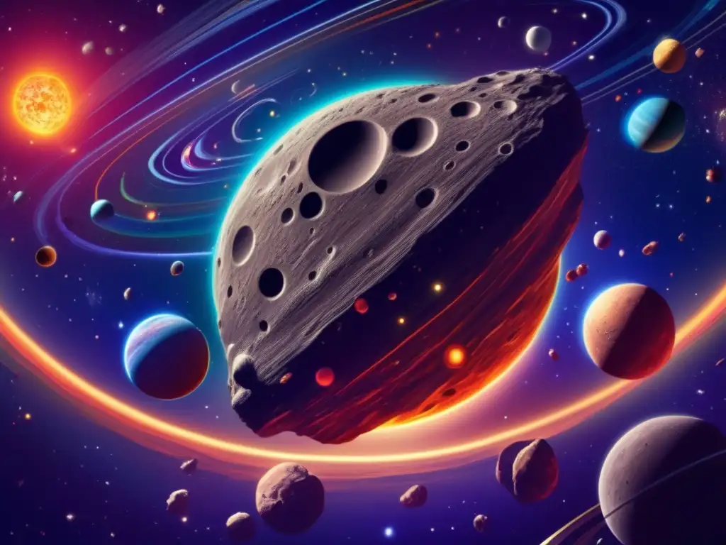 Dash - 'A breathtaking image of an asteroid orbiting the sun, surrounded by a stunning array of celestial bodies
