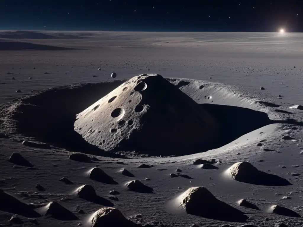 Hector, the lone asteroid, towers above the infinite expanse of space, its jagged surface glistening in the distance