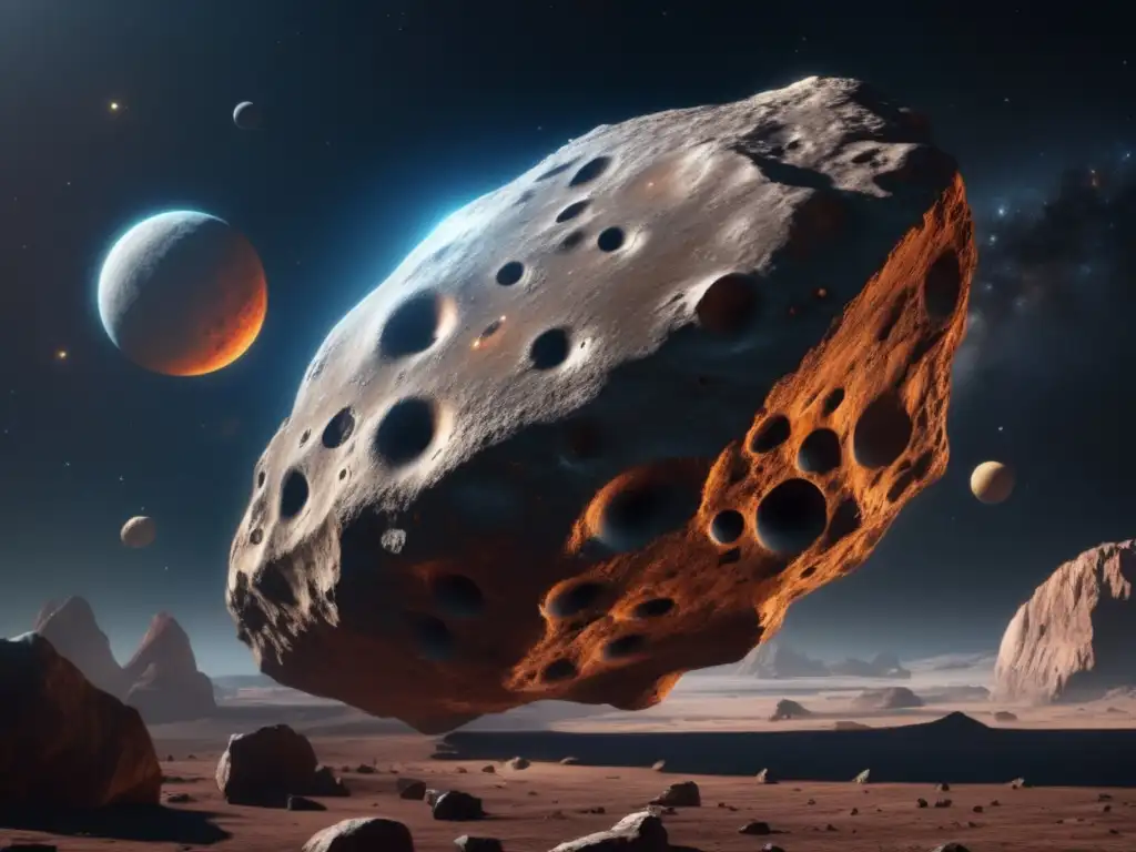An 8k ultradetailed photorealistic image of Asteroid Hercules, which appears as a large, spherical object in space