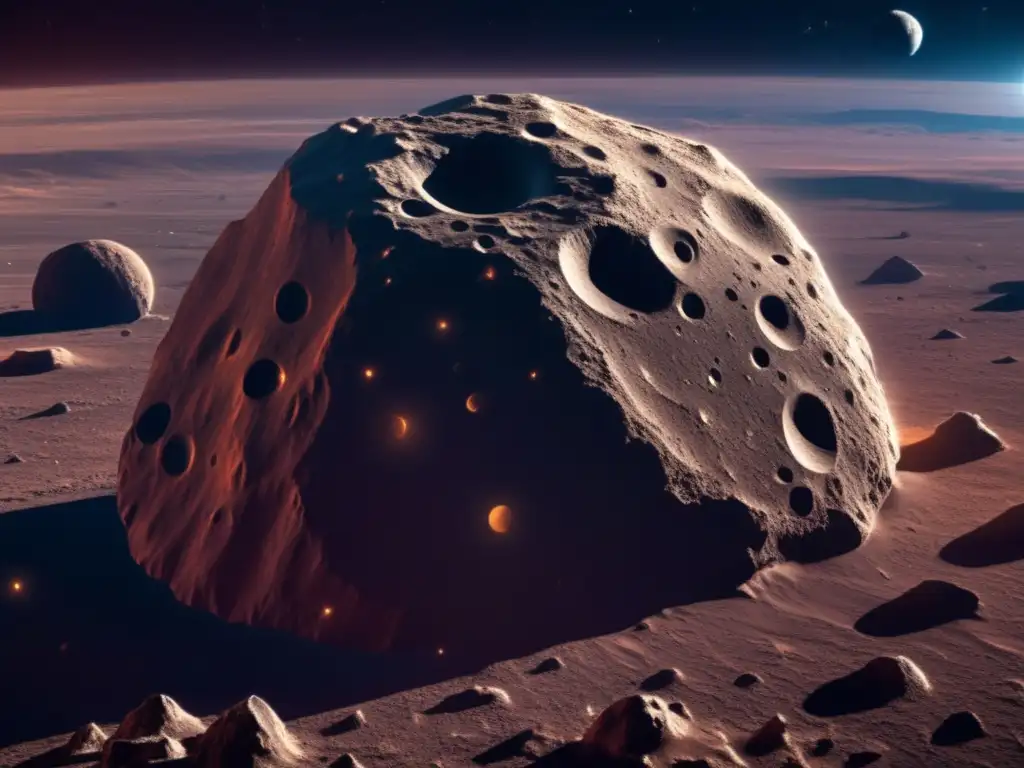 A close-up view of Asteroid Hygiea, with sharp details of its surface craters, ridges, and valleys