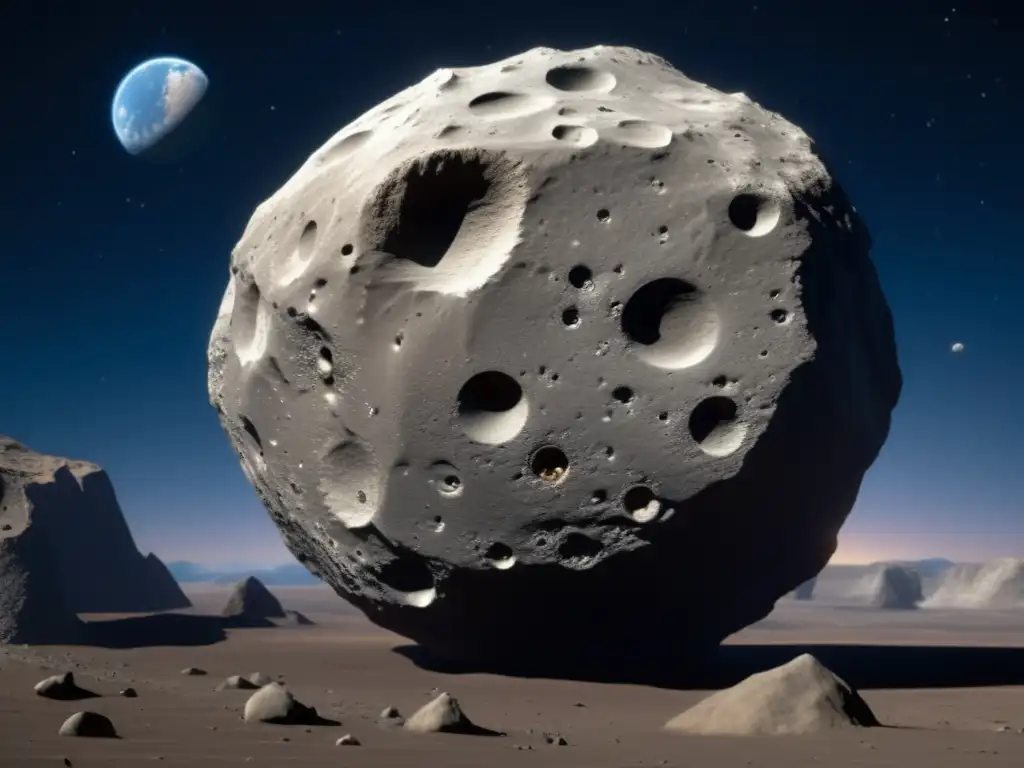 A breathtaking view of Asteroid Ida, captured from a distance, showcases its unique geological features