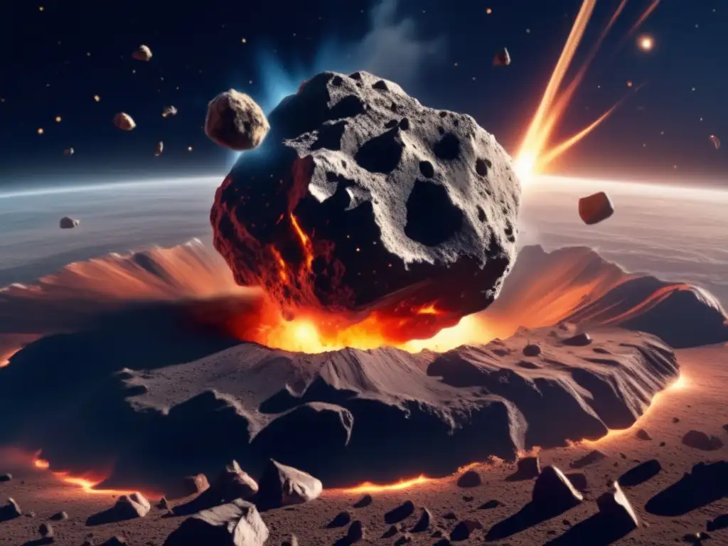 The Asteroid Impact: Devastation and Disaster Dash:
A striking, photorealistic depiction of an asteroid impacting Earth's surface