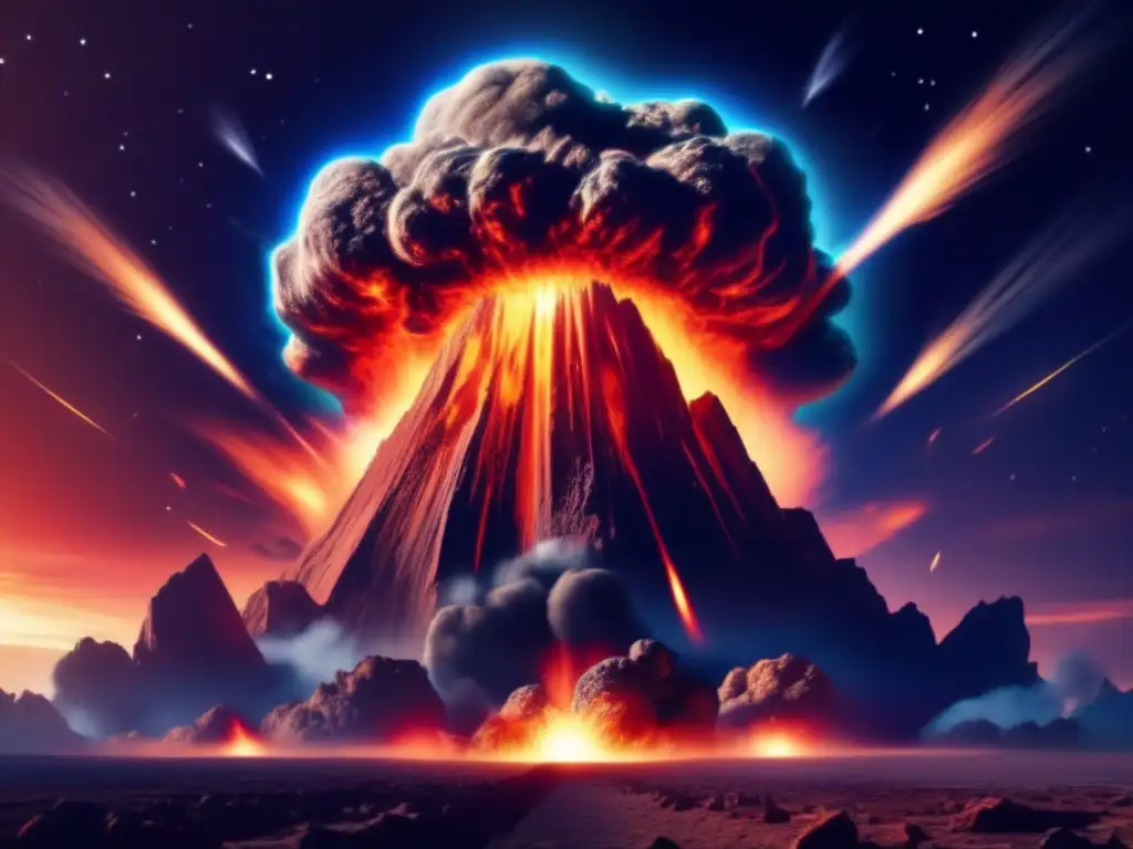 Massive Asteroid Impact: Earth's Destruction in Photorealistic Detail A catastrophic asteroid impact ravages Earth, causing an immense explosion and destruction of life