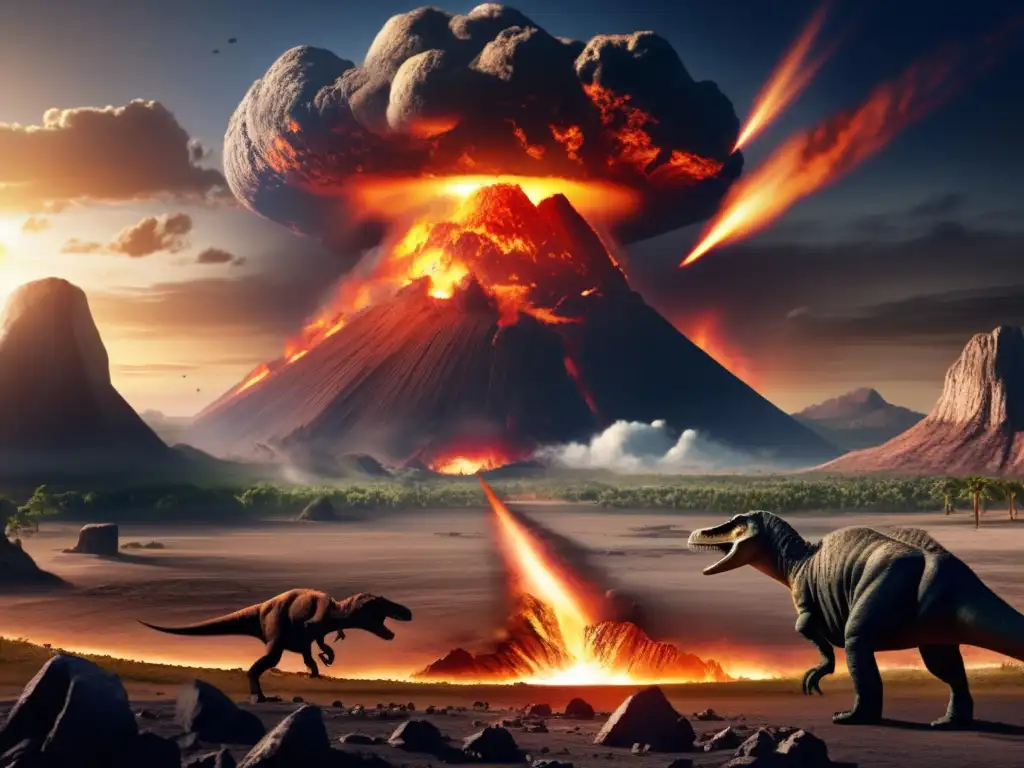Asteroid Impact Devastation: EndCretaceous Extinction Event Dash: 'An asteroid impact at the endCretaceous extinction event wreaks havoc on Earth, causing a massive crater and devestating the landscape