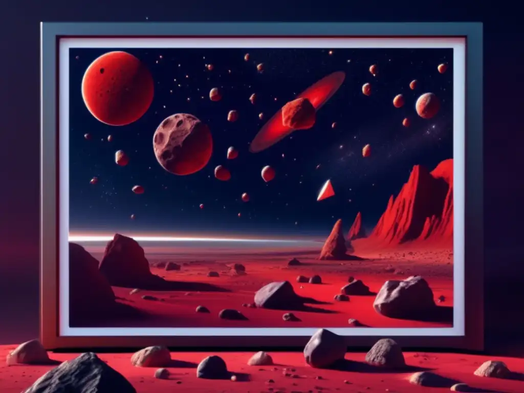 Dickson - The red asteroid landscape is cast with fascinating patterns and unique formations in this photorealistic painting
