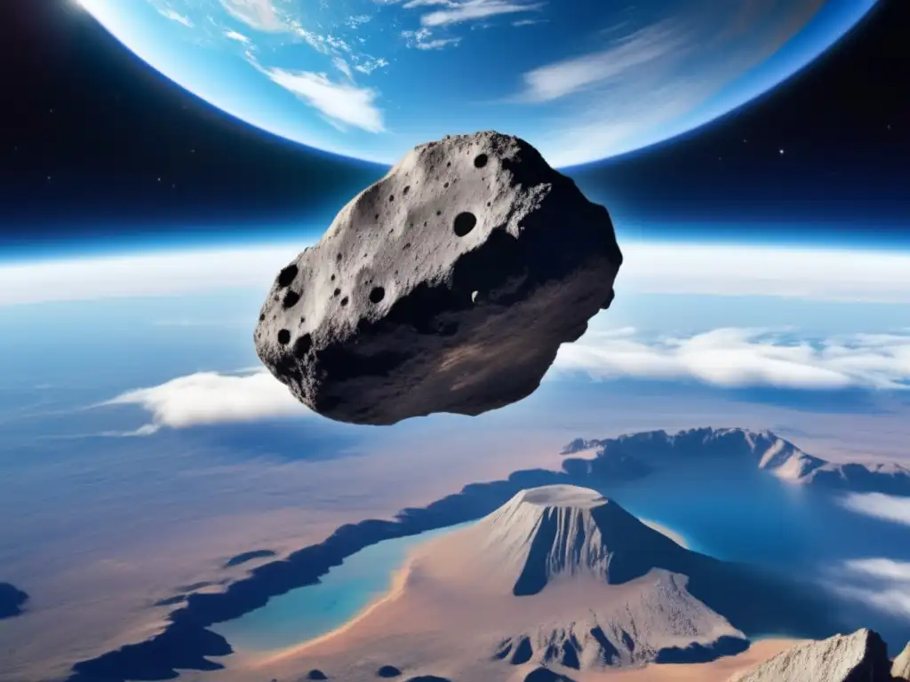 A stunning photorealistic image of a breathtaking asteroid collision with Earth, revealed through a magnified photograph