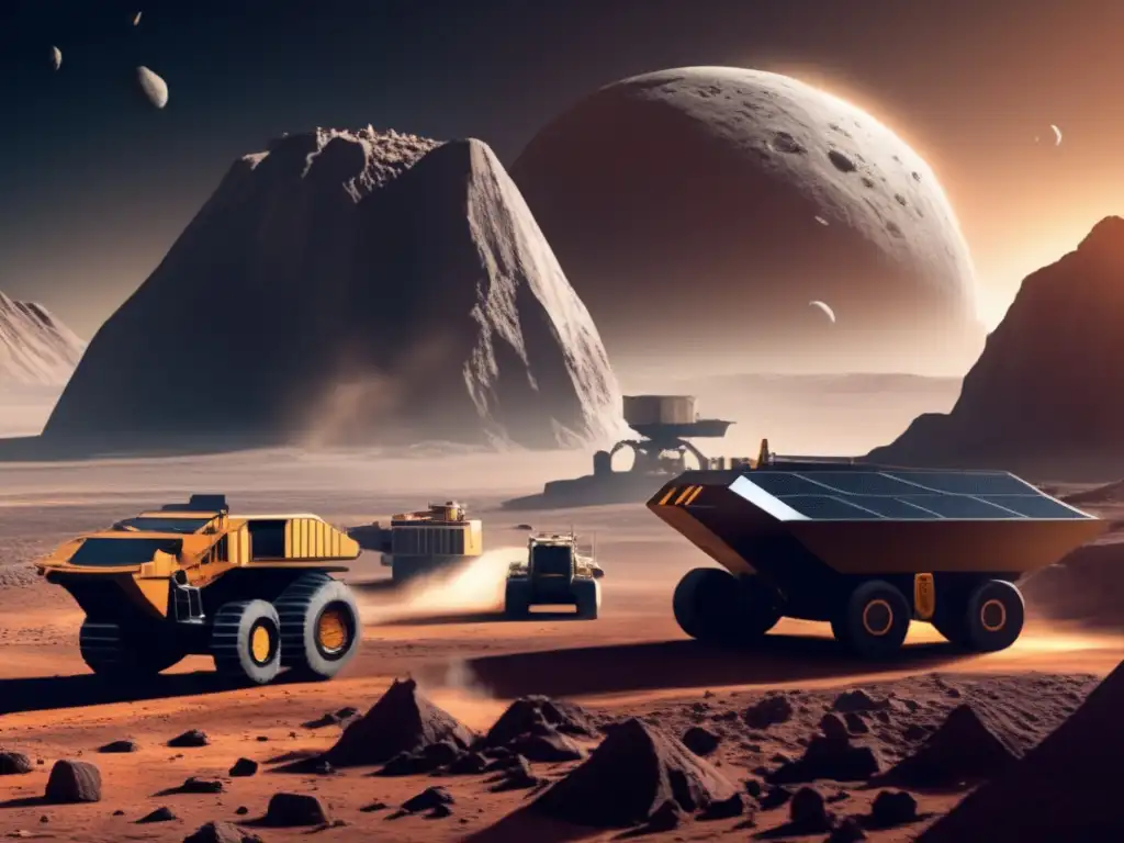 An eerie view of an asteroid mining station, with the focus on its devastating impact on the environment