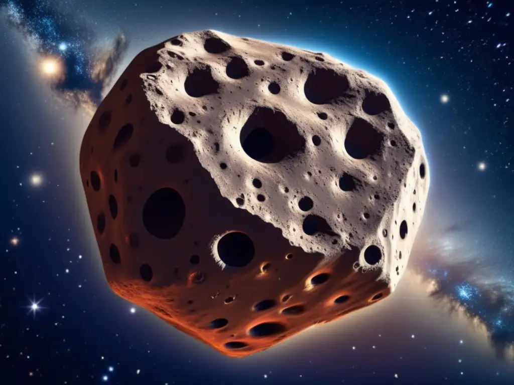 Dash: 'A mesmerizing asteroid, teeming with intricate details and radiating light, marvels in the bright sunlight