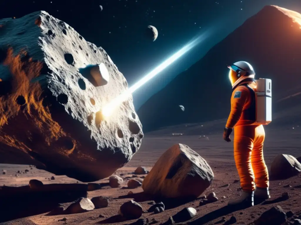 ]A photorealistic image with potential social implications of asteroid mining, highlighting the impact on social dynamics andarticleilleries