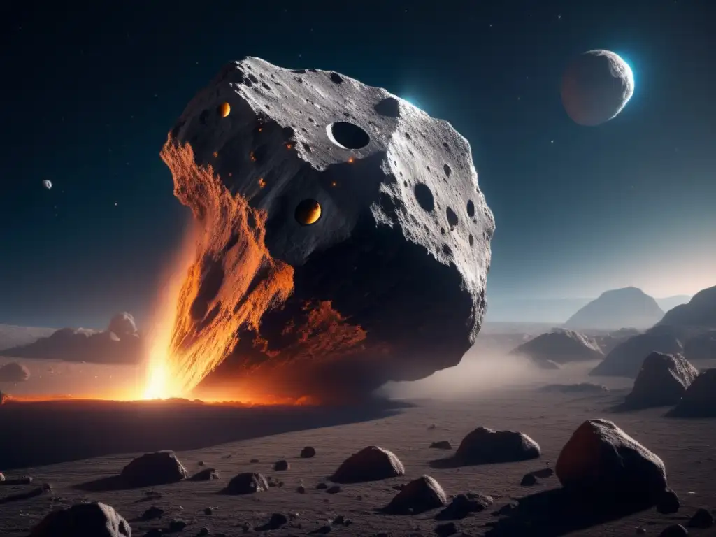 A stunning photograph captures the spacecraft's journey around an asteroid, revealing high-resolution details of the asteroid's rugged surface features, highlighting its unique beauty and intrigue