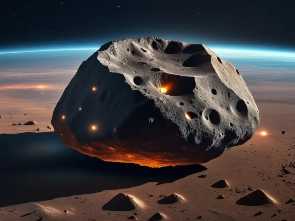 A stunning 8K ultradetailed image of Asteroid Palinurus, also known as 1976 GP, showcases its intricate geological features against a dark backdrop