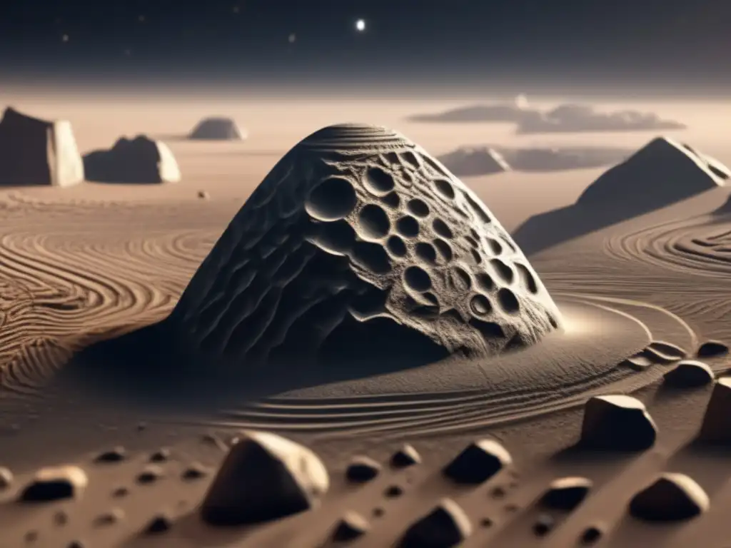 Unraveling Ancient Astronomical Art: An Intricate Patterns Asteroid Small asteroid with intricate patterns drawn by ancient civilization, depicting their mythology and culture